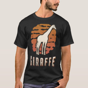 Giraffe Vintage Retro Klassisches Tier Sonnenunter T-Shirt