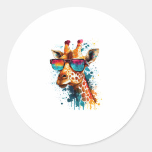Giraffe Vintage Sonnenbrille Funny African Animal Runder Aufkleber