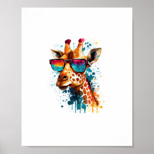 Giraffe Vintage-Sonnenbrille Lustiges Afrikanische Poster