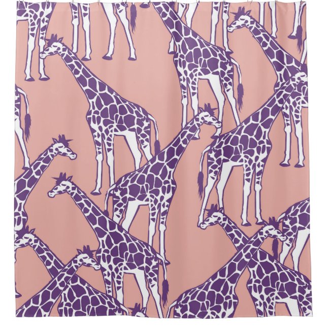 Giraffe Vintage Spots Safari Illustration Duschvorhang (Vorderseite)