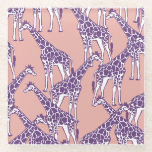 Giraffe Vintage Spots Safari Illustration Glasuntersetzer