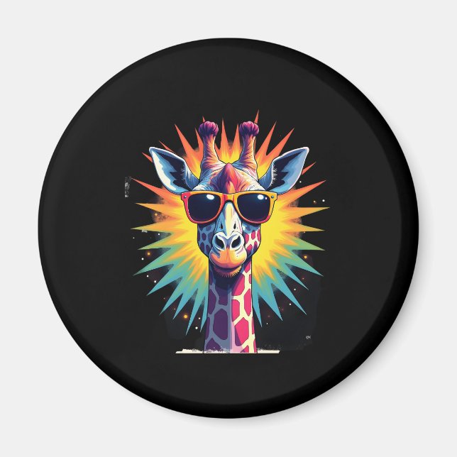 Giraffe Vintage Sunglasses Funny African Animal Lo Magnet (Vorne)