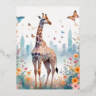 Giraffe Vintage Tierwelt Umwelt Stadt Art Folien Feiertagspostkarte