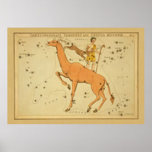 Giraffe - Vintages Sternenkartenbild Poster