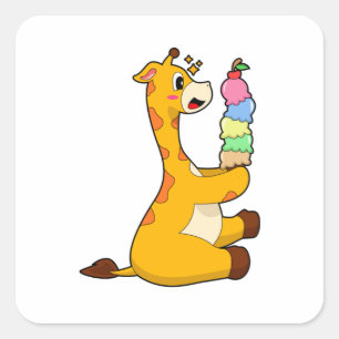 Giraffe Waffeleis Quadratischer Aufkleber