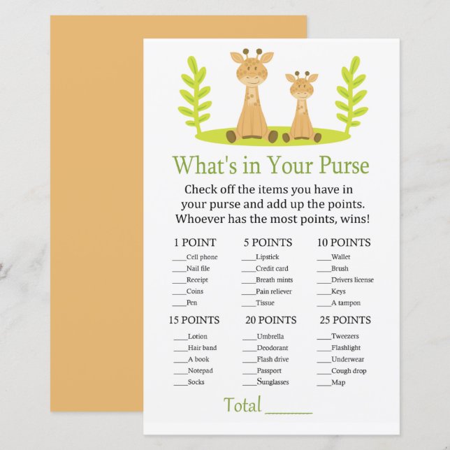 Giraffe Was ist in Ihrer Babyspülung? (Vorne/Hinten)