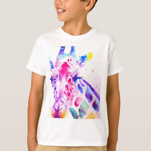 Giraffe Wasserfarbe Jungen Lila Süß Zoo Tier T-Shirt