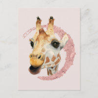 Giraffe Wasserfarbe Rosa Foil