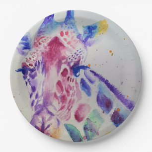 Giraffe Wasserfarben-Geburtstagsfeier-Papierteller Pappteller