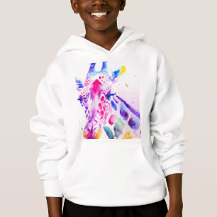 Giraffe Watercolor Boys Lila Geschenke Weiß Hoodie