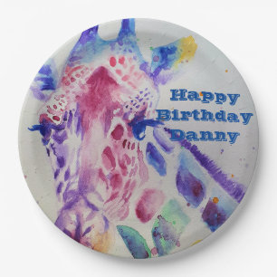 Giraffe Watercolor Geburtstagsparty Paper Plate Pappteller
