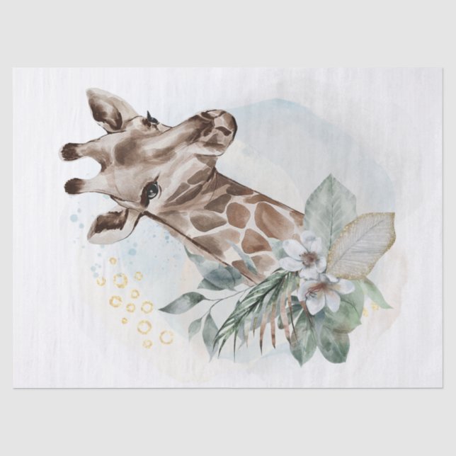 Giraffe Watercolor Portrait Seidenpapier (Vorderseite)