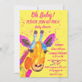 Giraffe Watercolor Safari Jungle Niedlich Baby Dus Einladung