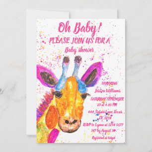 Giraffe Watercolor Safari Jungle Niedlich Baby Dus Einladung