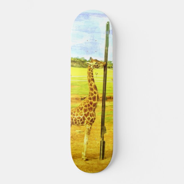 Giraffe Watercolor Skateboard (Vorderseite)