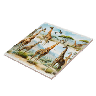 Giraffe Watercolor Tile Design Fliese