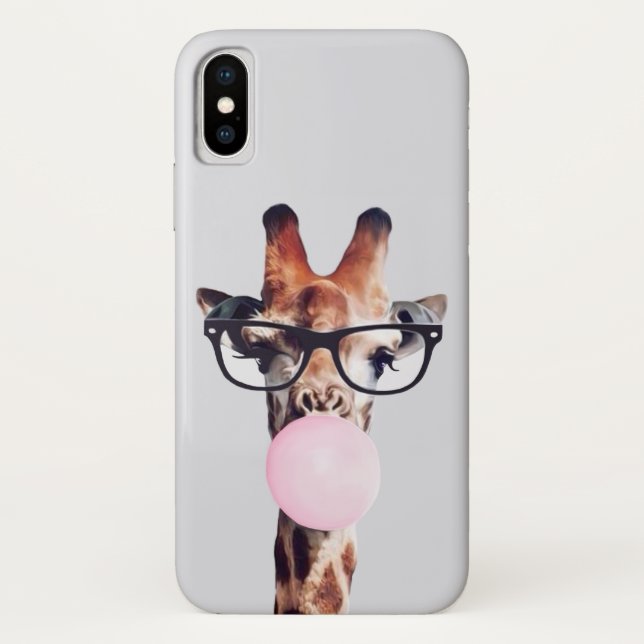 Giraffe Wear Brillen blasen rosa Kaugummi Case-Mate iPhone Hülle (Rückseite)