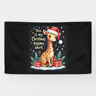 Giraffe Wear Weihnachtsmannmütze Matching Christma Banner