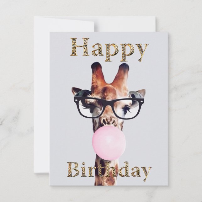 Giraffe Wearing Brillen Happy Birthday (Vorderseite)