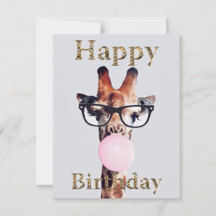Giraffe Wearing Brillen Happy Birthday