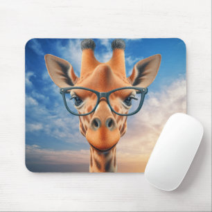 Giraffe Wearing Eyeglasses Mousepad