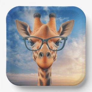 Giraffe Wearing Eyeglasses Pappteller