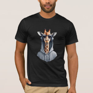 Giraffe Wearing Hoodie Funny Coole Tierart T-Shirt