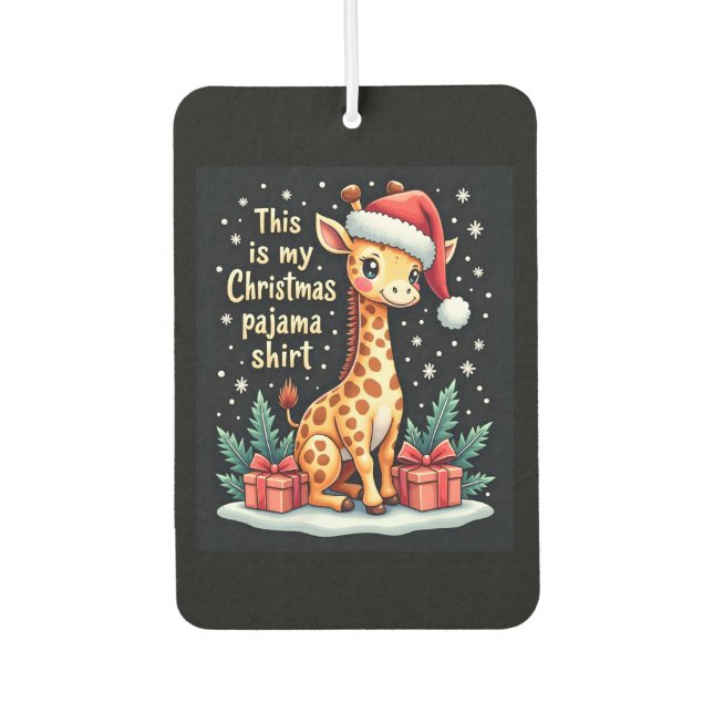 Giraffe Wearing Santa Hat Matching Christmas Pajam Autolufterfrischer (Vorderseite)
