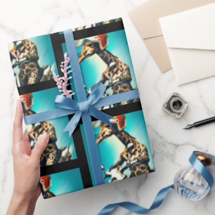 Giraffe Webereihelm auf Motorrad Moderne Kunst Kun Geschenkpapier