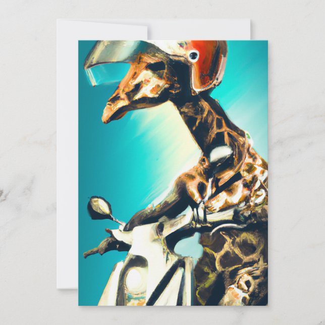 Giraffe Webereihelm auf Motorrad Moderne Kunst Kun Karte (Vorderseite)
