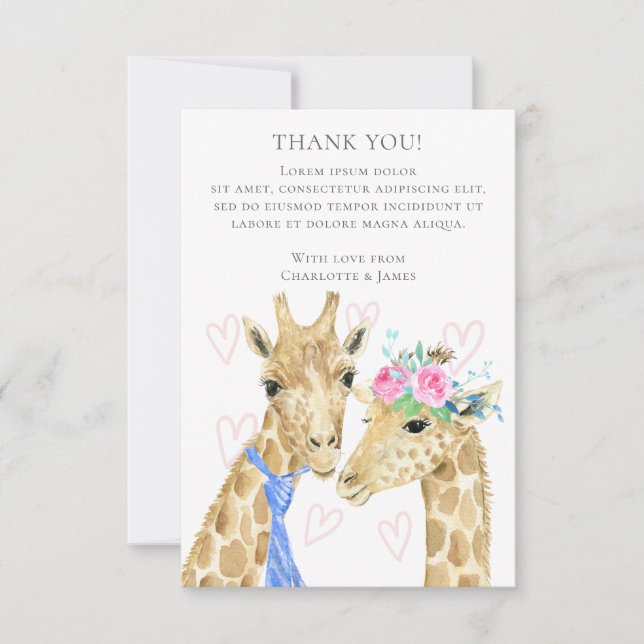 Giraffe Wedding Vielen Dank Dankeskarte (Vorderseite)