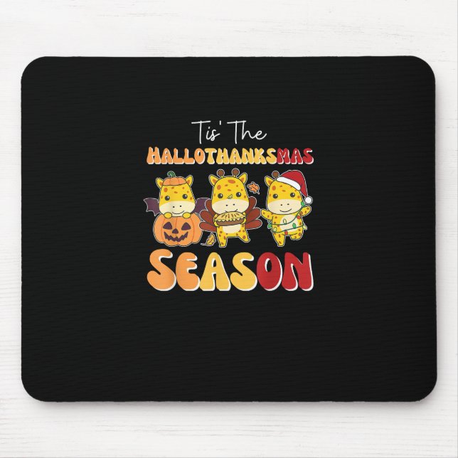 Giraffe Weihnachten Halloween Ist Das Hallothanksm Mousepad (Vorne)