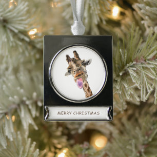 Giraffe Weihnachts-Banner Ornament Lächeln
