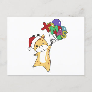 Giraffe Weihnachts-Giraffen Wintertiere Postkarte