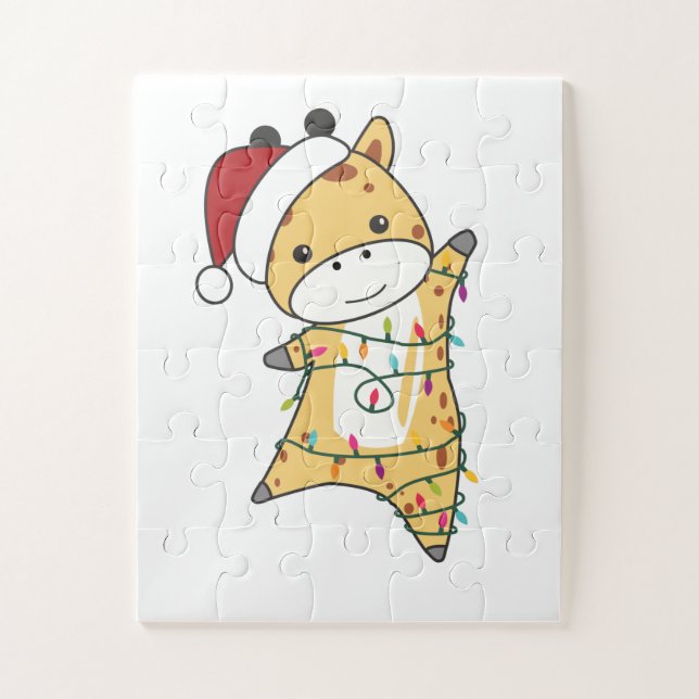 Giraffe Weihnachts-Giraffen Wintertiere Puzzle (Vertikal)