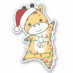 Giraffe Weihnachts-Giraffen Wintertiersticker Aufkleber