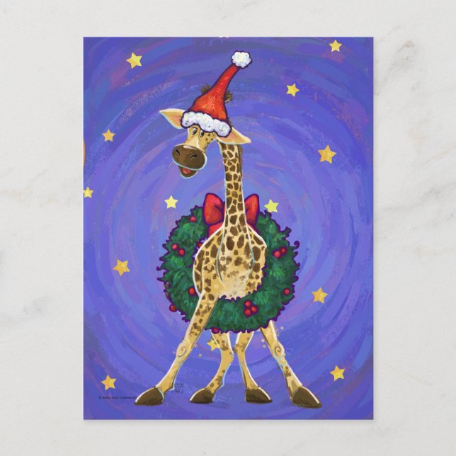 Giraffe Weihnachts-Weihnachtspostkarte Feiertagspostkarte (Vorderseite)