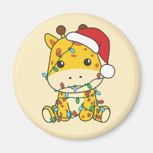Giraffe Weihnachts-Wintertiere Feiertage Giraffen Magnet
