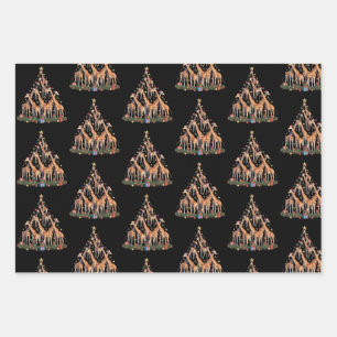 Giraffe-Weihnachtsbaum-Santa-Afrikanische-Wildtier Geschenkpapier Set