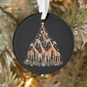 Giraffe-Weihnachtsbaum-Santa-Afrikanische-Wildtier Ornament