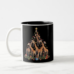 Giraffe-Weihnachtsbaum-Santa-afrikanische-Wildtier Zweifarbige Tasse