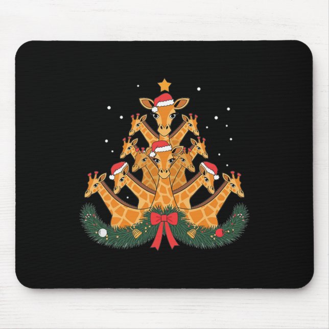 Giraffe Weihnachtsbaum Tierische Weihnachtsfrauen  Mousepad (Vorne)