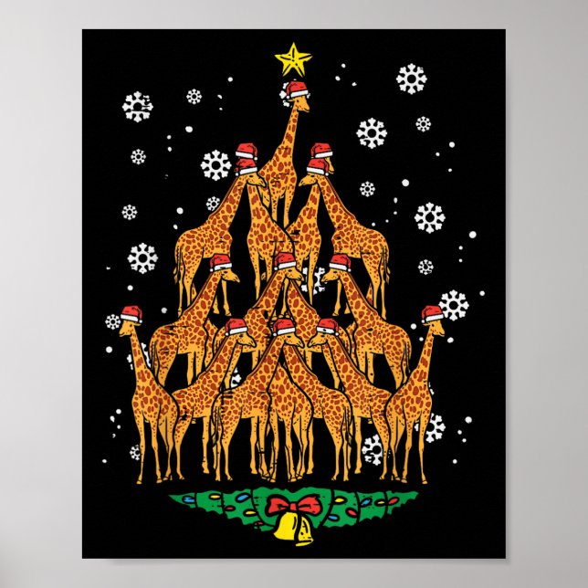 Giraffe Weihnachtsbaum Tierische Weihnachtsfrauen  Poster (Vorne)