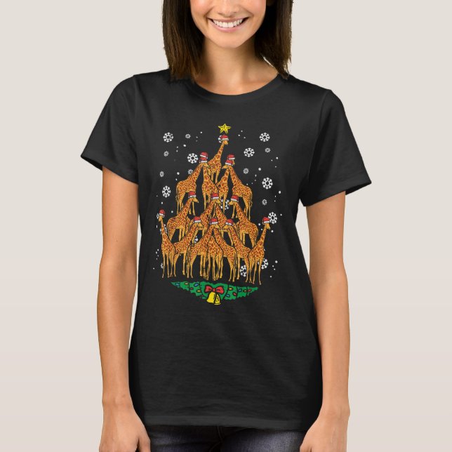 Giraffe Weihnachtsbaum Tierische Weihnachtsfrauen  T-Shirt (Vorderseite)