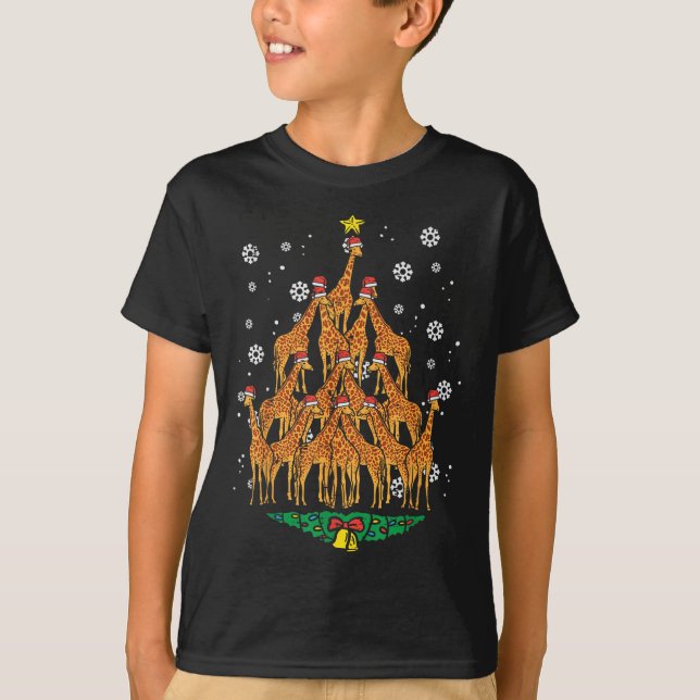 Giraffe Weihnachtsbaum Tierische Weihnachtsfrauen  T-Shirt (Vorderseite)
