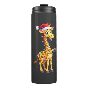 Giraffe Weihnachtsbeleuchtung Lustiger Weihnachtsm Thermosbecher
