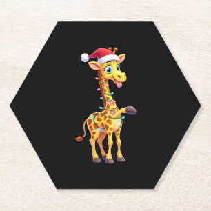 Giraffe Weihnachtsbeleuchtung Lustiger Weihnachtsm Untersetzer