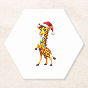 Giraffe Weihnachtsbeleuchtung Lustiger Weihnachtsm Untersetzer