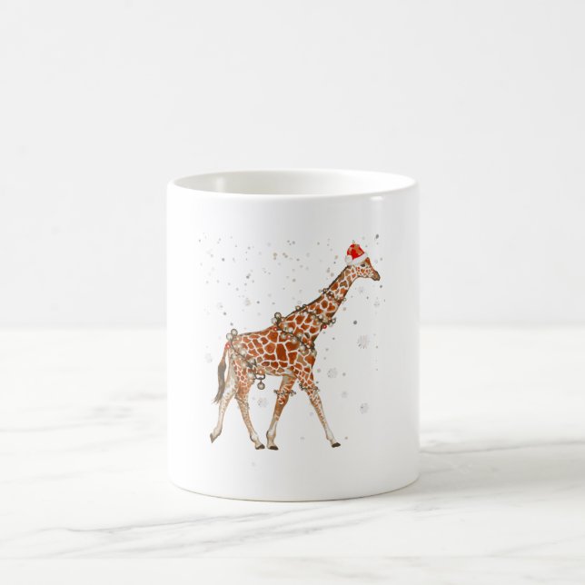Giraffe Weihnachtsfarbenleuchten Funny Kaffeetasse (Mittel)