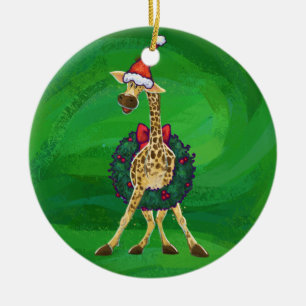 Giraffe Weihnachtsfeier Keramik Ornament